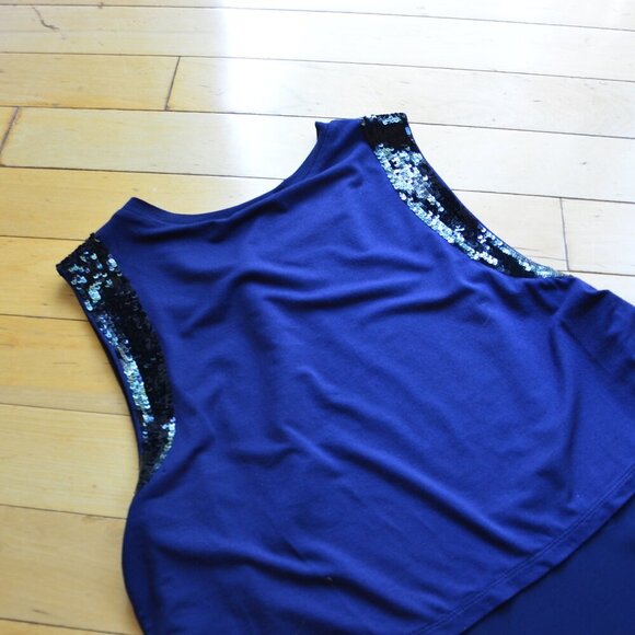 Haute Hippie Tunic Top Blue Sleeveless Sequin Accents Layered Silk Blend Size S - Picture 10 of 12